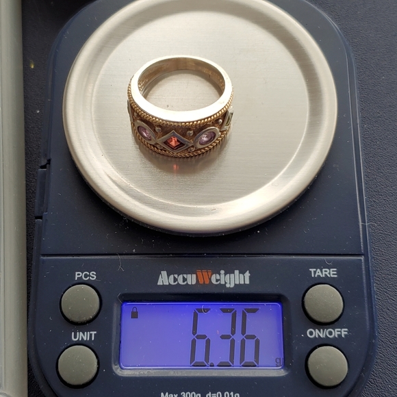 Sterling Silver/14K Ring with Garnet, Amethyst, and Peridot 6.75 Vintage - Picture 16 of 16